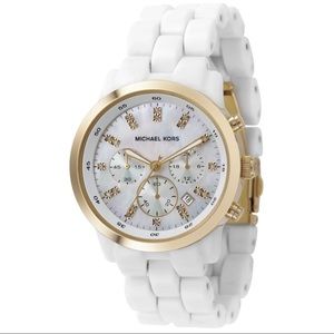 Michael Kors White Acrylic Chronograph MOP Ladies Watch MK5218